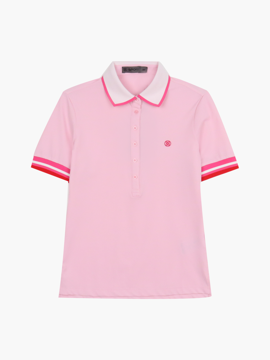 Knitted Collar Pique Polo T-Shirts_pink