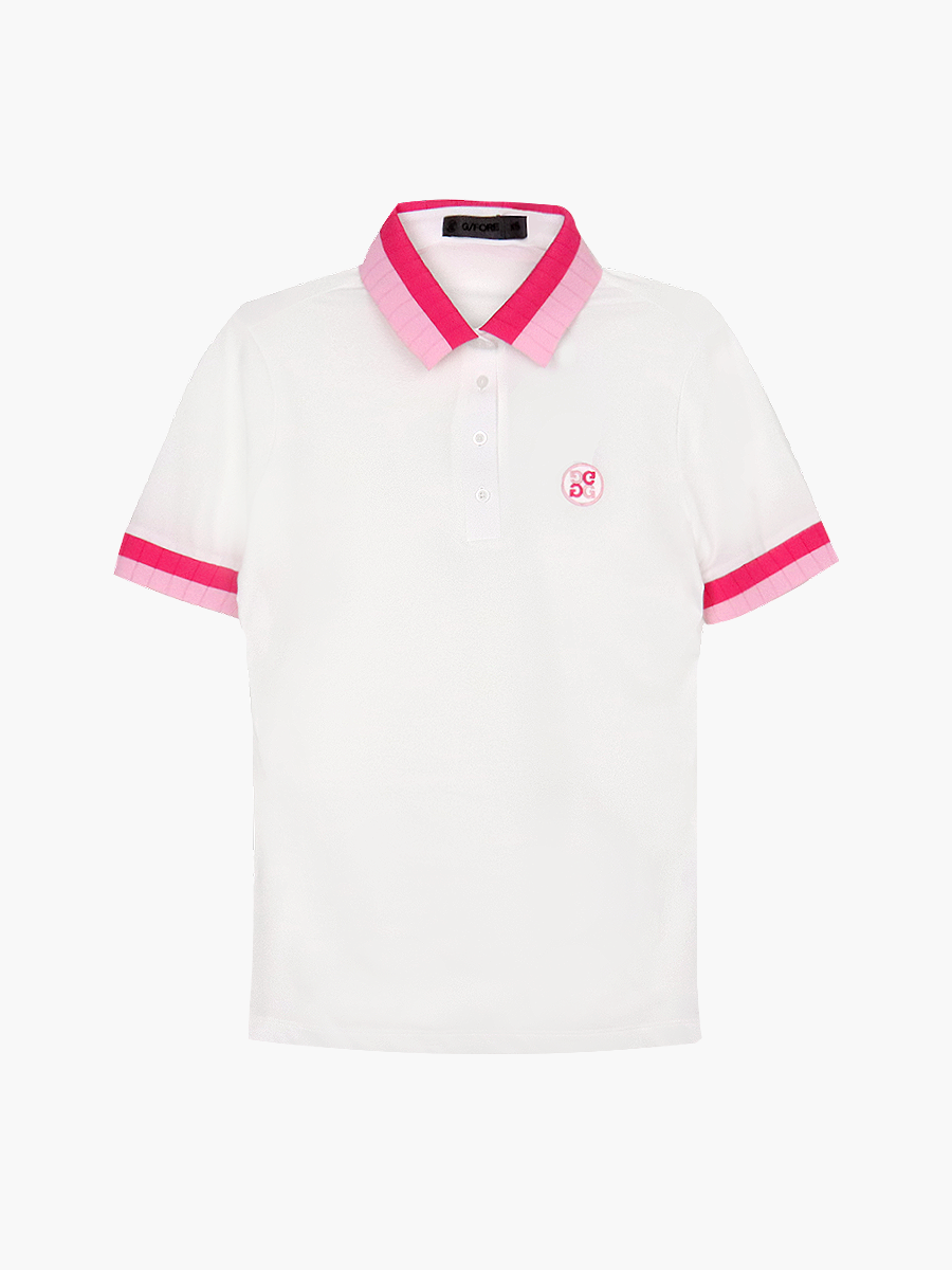 Two Tone Collar Pique Polo T-Shirts_pink
